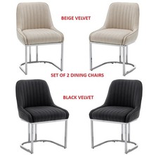Set of 2 Velvet Dining Chairs